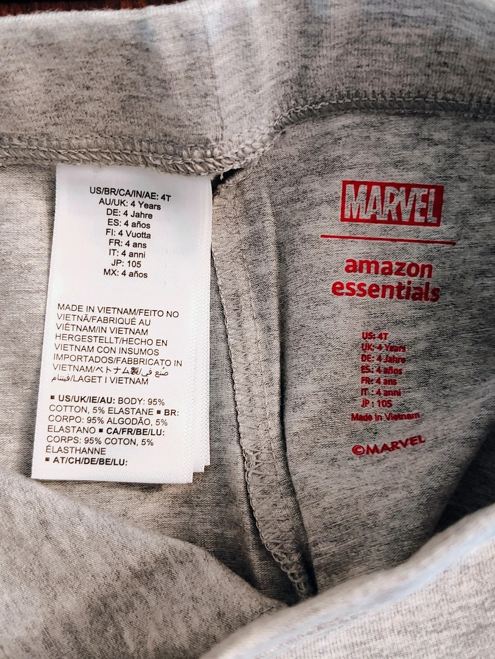 Marvel Girls Black Top with Rainbow Logo and Gray Leggings